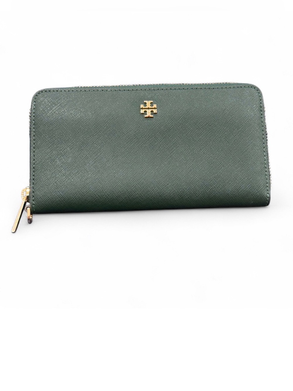 Tory Burch Forest Green Zip Wallet